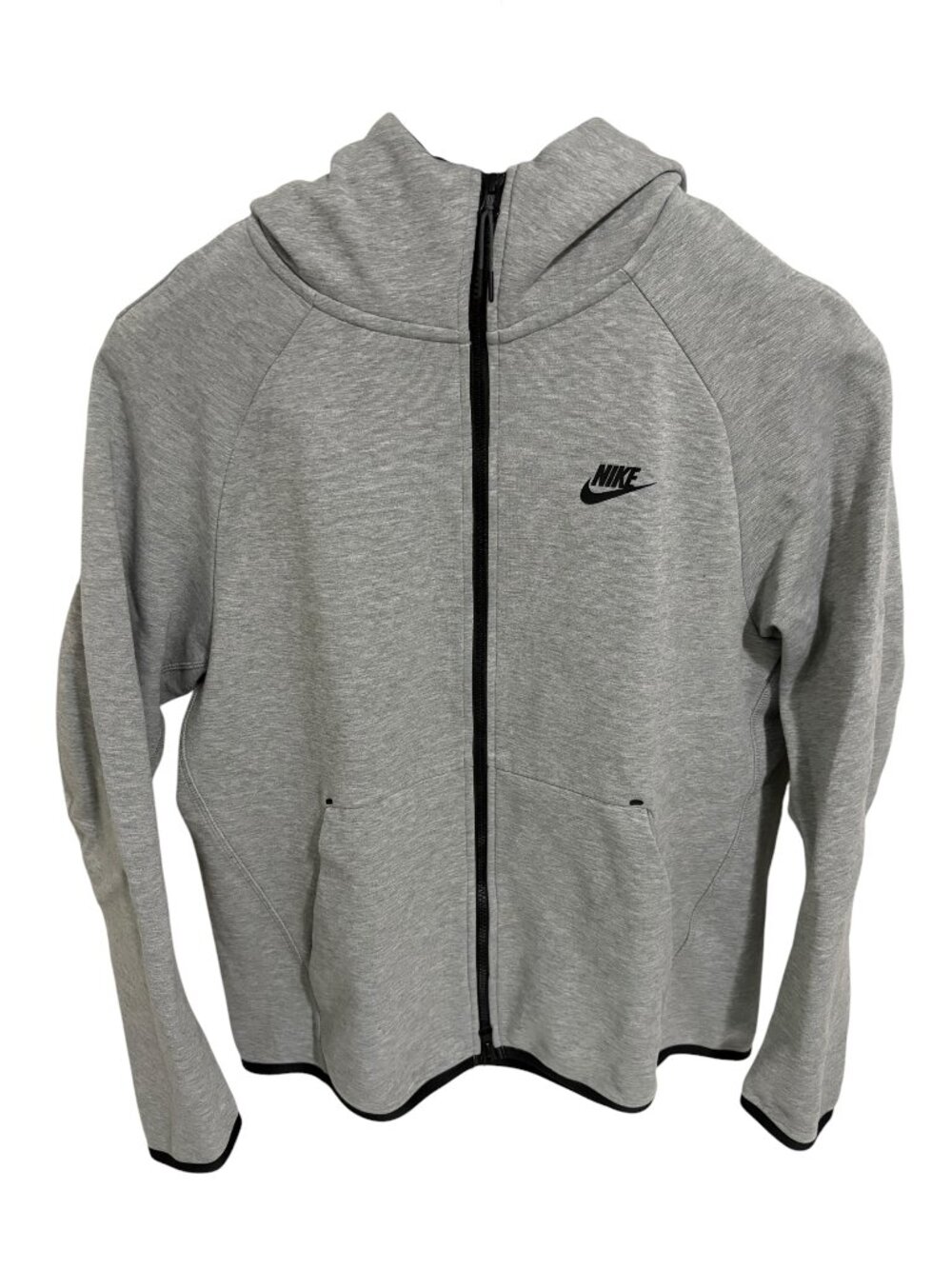 Nike Hooded Full Zip Sweatshirt Jacket Size Large Pockets Gray